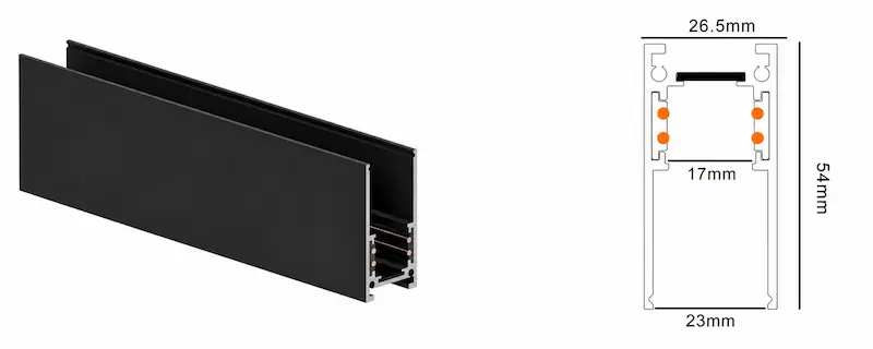 M20A surface-mounted and suspended 48V magnetic track profile