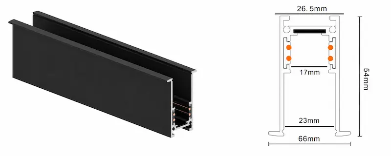 M20D recessed 48V magnetic track with visible trim